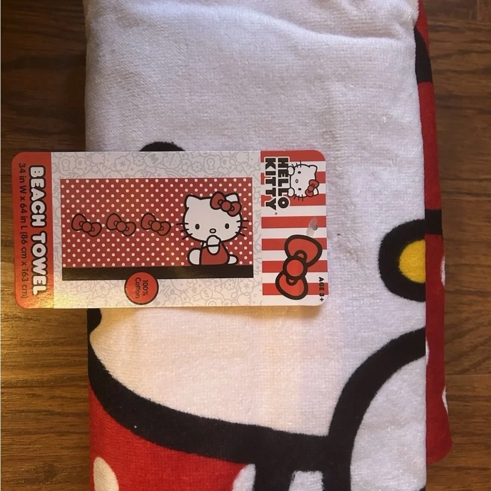 Hello Kitty Red and White Polka Dot Kids Towel
